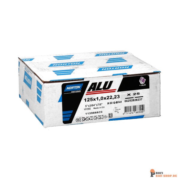 nortonschleifmittel/NORTON_schleifmittel_66252828237 Norton ALU  Portable cut off wheels 125x1x22.23mm 60 GRIT_121905